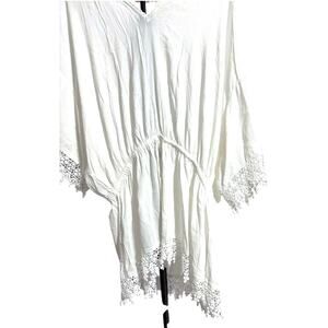 NWT Tory Burch Swim Cover Up Tunic Dress - Large - Ivory - 3/4 Sleeves